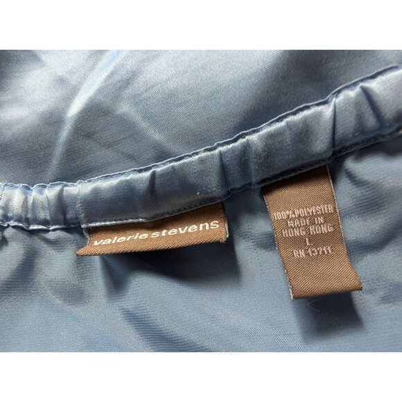 Valerie Stevens Womens Light Blue Satin Pajama Set Button-Up Top & Shorts - Picture 6 of 8
